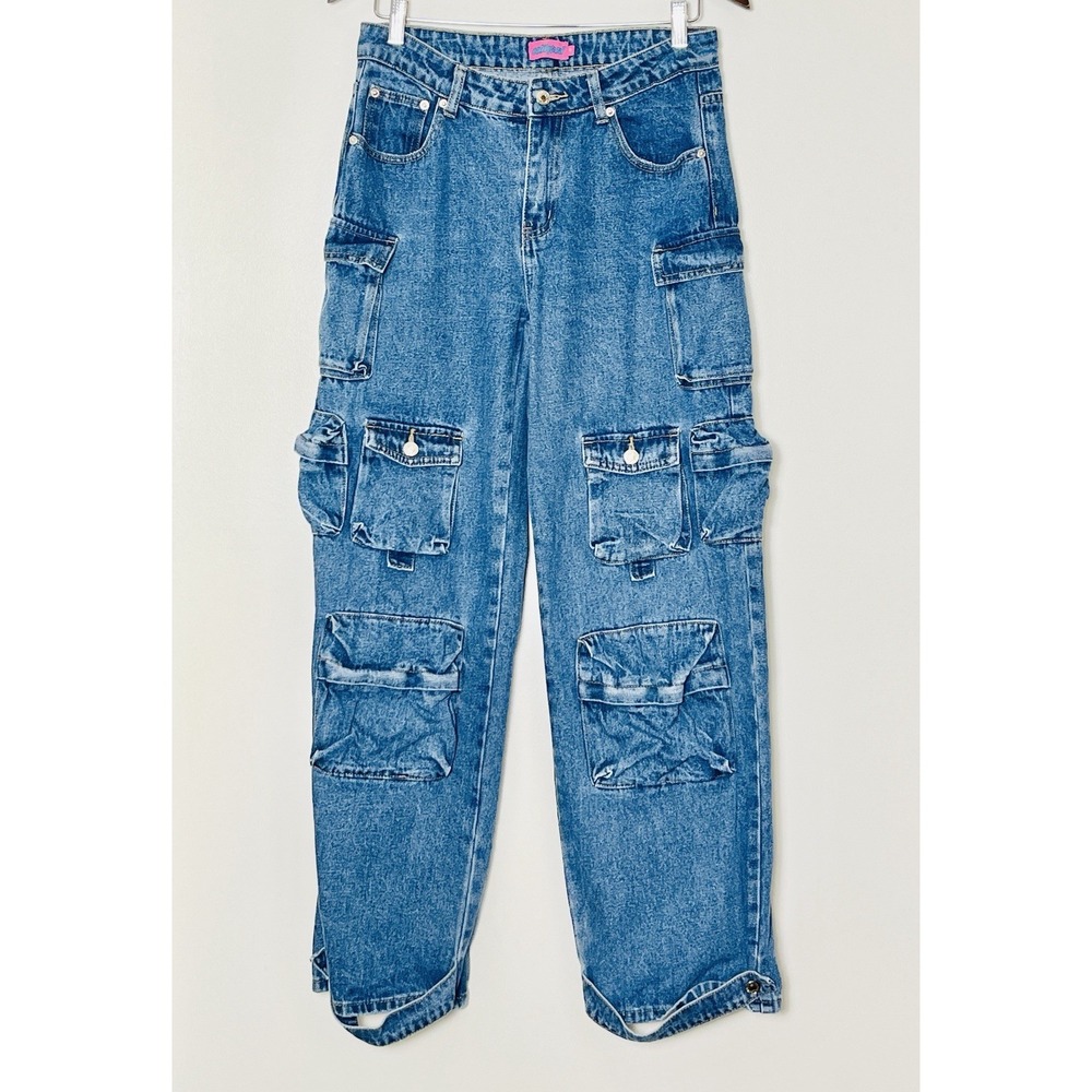 Edikted Cargo Jeans Women's Medium Oversized Baggy Festival Grunge‎ Boyfriend